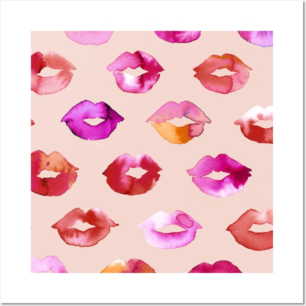 Pocket - Sweet Love Kisses Pink Lips Wall Art by ninoladesign